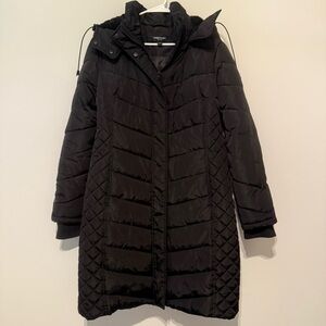 Kenneth Cole New York Black Puffer Women’s Warm Hooded Long Quilted XL Jacket